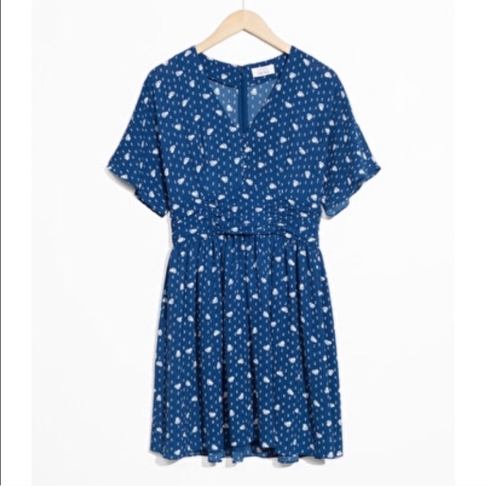 & Other Stories Blue Micro Floral Mini Dress